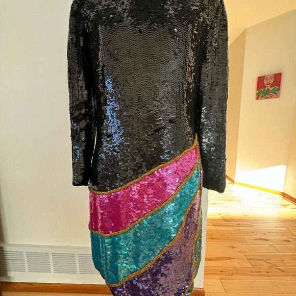 Mob wife glam dress, vintage Scarlet Rage,colorful - Picture 14 of 16